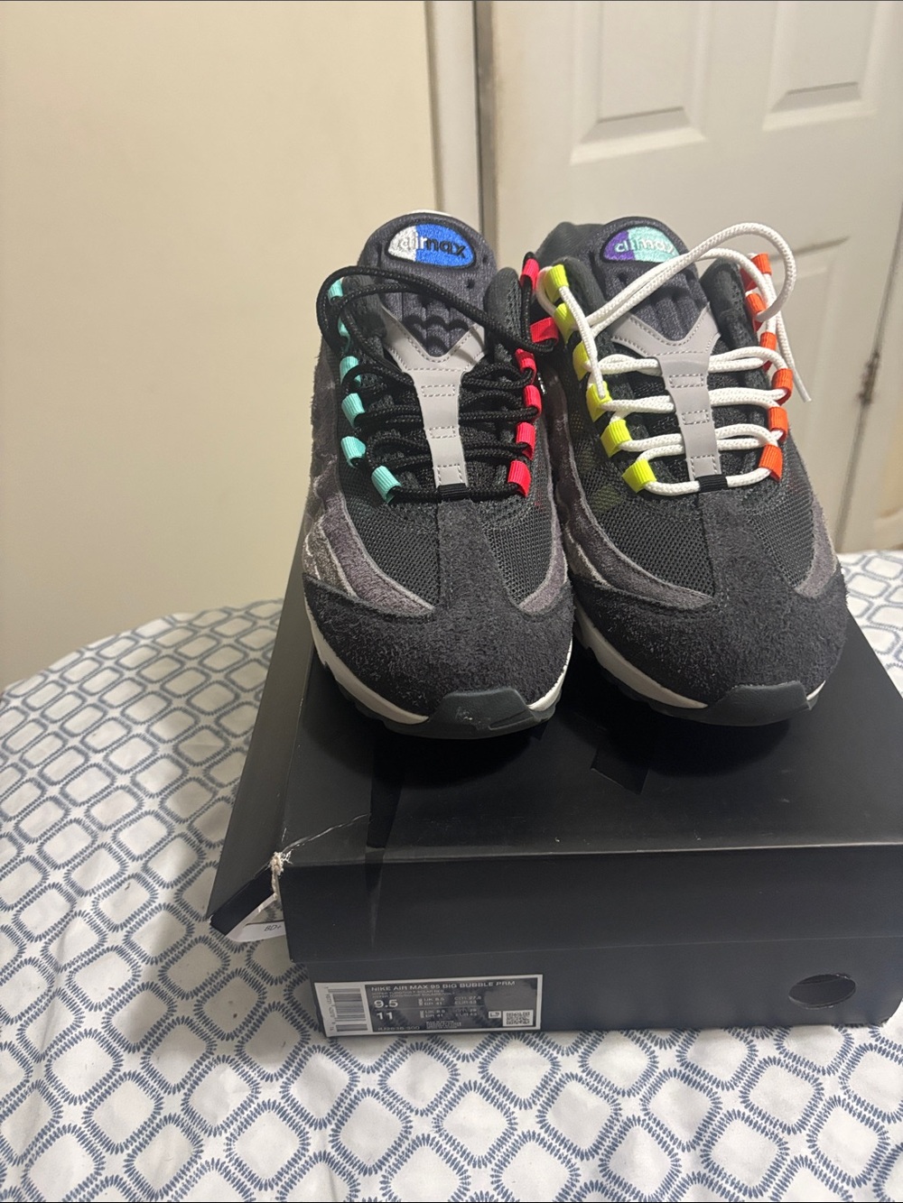 Nike Gray Sneakers with Neon Turquoise Pink Yellow and Orange Accents